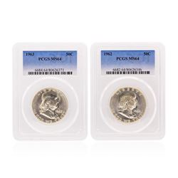 1962-1963 Franklin Half Dollar Coins PCGS Graded MS64