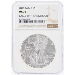 2016 $1 American Silver Eagle Coin NGC Graded MS70