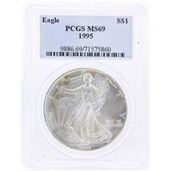 1995 $1 American Silver Eagle Coin PCGS Graded MS69