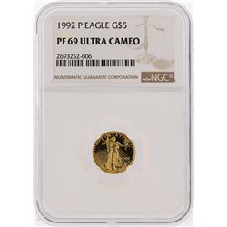 1992 $5 American Gold Eagle Coin NGC Graded PF69 Ultra Cameo