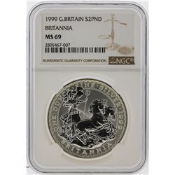 1999 Great Britain 2 Pound Britannia Silver Coin NGC MS69