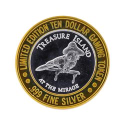 .999 Silver Treasure Island Las Vegas $10 Casino Gaming Token Limited Edition