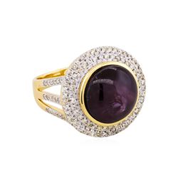 14KT Yellow Gold 10.63ct Unheated Star Ruby and Diamond Ring