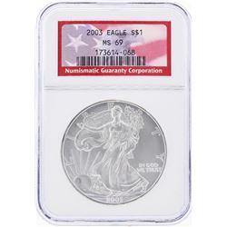 2003 $1 American Silver Eagle Coin NGC Graded MS69