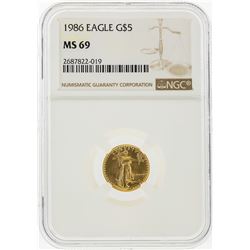 1986 $5 American Gold Eagle Coin NGC Graded MS69