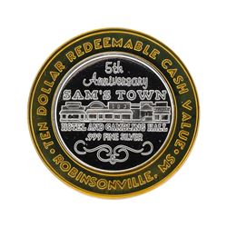 .999 Silver Sam's Town Robinsonville, MS $10 Casino Gaming Token Limited Edition