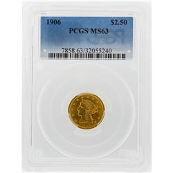 1906 $2 1/2 Liberty Head Quarter Eagle Gold Coin PCGS MS63