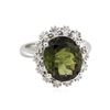 Image 1 : 14KT White Gold 6.15ct Green Tourmaline and Diamond Ring
