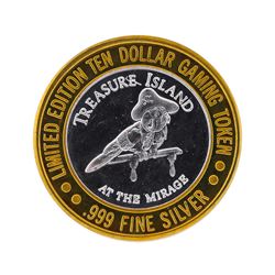 .999 Silver Treasure Island Las Vegas $10 Casino Gaming Token Limited Edition