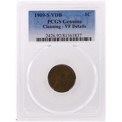 1909-S VDB Lincoln Wheat Penny PCGS Genuine Cleaning VF Details