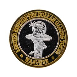 .999 Silver Harveys Lake Tahoe, Nevada $10 Casino Gaming Token Limited Edition