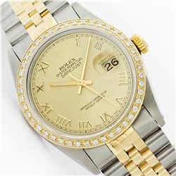 Mens Rolex Two Tone 1ctw Diamond Datejust Wristwatch
