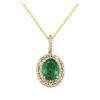 Image 2 : 14KT Yellow Gold 2.40ct Emerald Diamond Pendant With Chain