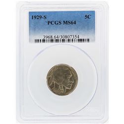 1929-S Buffalo Nickel Coin PCGS Graded MS64