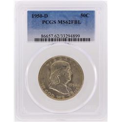 1950-D Franklin Half Dollar Coin PCGS Graded MS62FBL