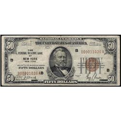 1929 $50 National Bank of New York, NY National Currency Note