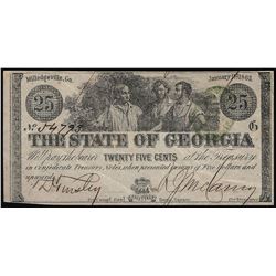 1863 Twenty-Five Cents The State of Georgia Obsolete Note
