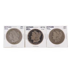 Set of 1891-CC to 1893-CC $1 Morgan Silver Dollar Coins