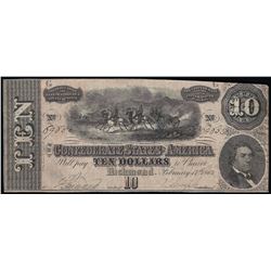 1864 $10 The Confederate States of America Note