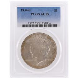 1934-S $1 Peace Silver Dollar Coin PCGS Graded AU55