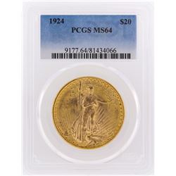 1924 $20 St. Gaudens Double Eagle Gold Coin PCGS Graded MS64