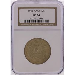 1946 Half Dollar Iowa Centennial Commemorative Coin NGC Graded MS64