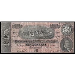1864 $10 The Confederate States of America Note
