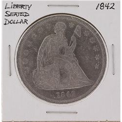 1842 $1 Silver Liberty Seated Dollar Coin