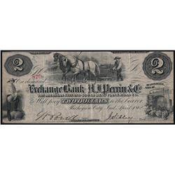 1862 $2 The Exchange Bank- A.J. Perrin & Co Obsolete Note