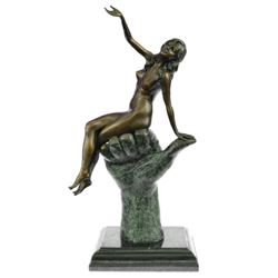 Abstract Modern Art Nude Female Sitting On Hand (15"X8")