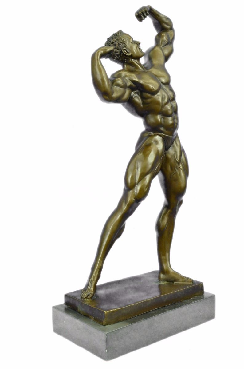 Bodybuilder Muscular bronze Figurine on marble base