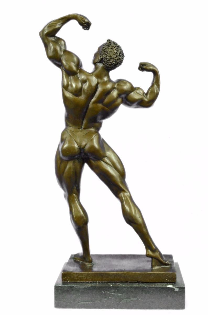 Bodybuilder Muscular bronze Figurine on marble base