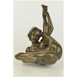 Nude Exotic Dancer Evocative Pose Bronze Sculpture (5"X11")
