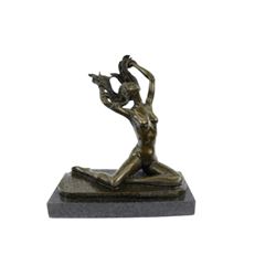Nude Free Girl Bronze Sculpture Figure (12"X10")