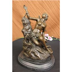 Nude Nymph Bronze Sculpture Statue Figure on marble base (17"X11")