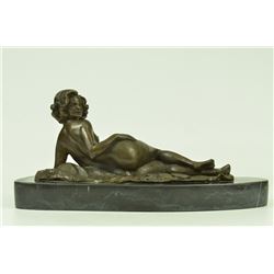 Pasquale Delor Nude Erotic Female Bronze Sculpture (6"X11")