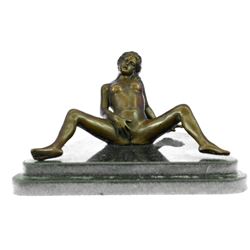 Provocative Nude Seductress Bronze figurine on marble base (8"X12")