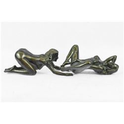 Two Pieces Erotic Girls Making Love Statue (3"X10")