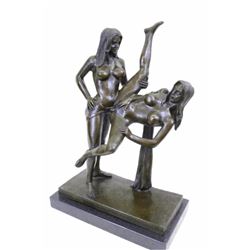 Two Sexy Woman With Strap On Bronze Sculpture (15"11")