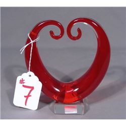 HAND BLOWN ART GLASS SCULPTURE OF HEART