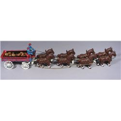 VINTAGE HAND PAINTED CAST IRON "ANHEUSER-BUSCH" HORSES