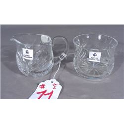 SIGNED ROYAL DOULTON CRYSTAL CREAMER & SUGAR