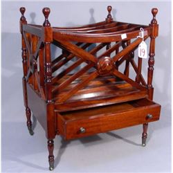 HAND CARVED ENGLISH MAOGANY MAGAZINE RACK