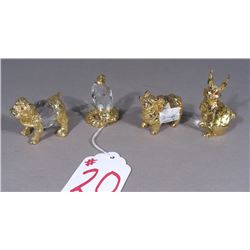 SET OF FOUR FINE GILT AND CRYSTAL ANIMAL FIGURINES