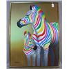 Image 1 : FUN ORIGINAL POP ART OIL ON CANVAS:  ZEBRA'S