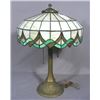 Image 1 : ANTIQUE METAL AND LEADED GLASS TABLE LAMP