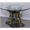 Image 1 : SMALL SCALE BRONZE DOUBLE CUPID TABLE WITH GLASS TOP