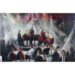 ORIGINAL OIL ON CANVAS:  TWO MUSICIANS