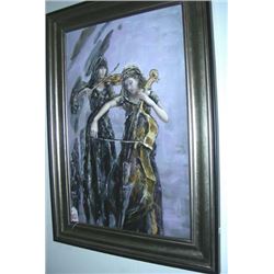 ORIGINAL OIL ON CANVAS:  FEMALE MUSICIANS