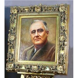 ORIGINAL OIL ON CANVAS:  PORTRAIT OF FDR